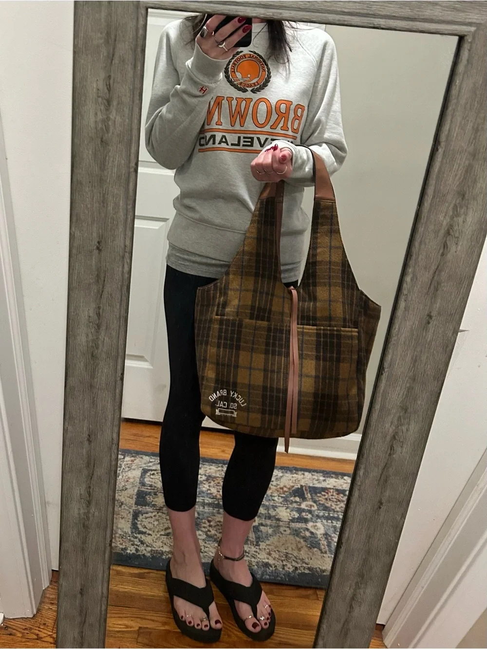 EUC 🍀 Lucky Brand Rhyn Wool Plaid Varsity Hobo Bag